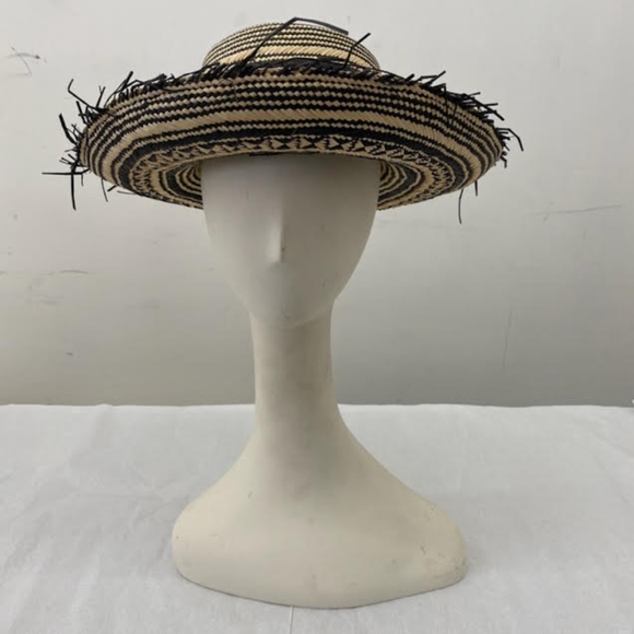 Beige/Blue Frayed Brim Hat main image 4